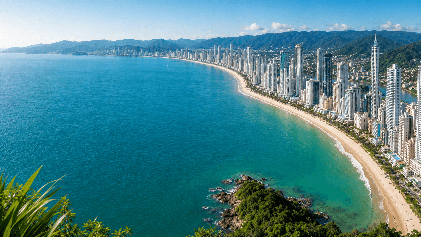 Vista aérea de la costa de Balneário Camboriú